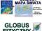 Ścienna mapa świata + Atlas naklejki+Globus fizycz