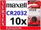 10x BATERIA LITOWA BATERIE MAXELL CR2032 ECR 2032