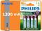 `4 akumulatorki Philips HR6 AA 1300 mAh