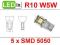 Żarówka R10 T10 W5W 5 smd LED 12V 5050 -50%