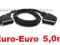 Kabel Euro - Euro 21-pin SCART SILVER 5m