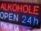 REKLAMA Led ALKOHOLE OPEN 24 h 94x40 cm Wewnętrzna
