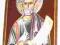 Ikona: św. Józef z gołąbkami - brązowe tło