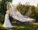 Długi Welon Ślubny cięty kryształki 280 cm mgiełka