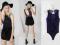 p2760 BERSHKA__SZYFONOWE BODY KORONKA NAVY__XS