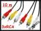 Przewód kabel przedłużacz 3xRCA czincz wtyk - 10 m
