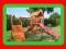 Drewniany plac zabaw dla dzieci zjeżdzalnia domek