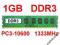 Pamięć 1GB DDR3 PC3-10600 1333MHz