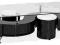 ŁAWA SZKLANA CUBIC CZARNY+ PUFY ŁAWY SALON STOLIK