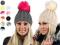 C26 NOWA CIEPŁA ZIMOWA DAMSKA CZAPKA KOLORY POMPON