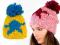 ~Szaleo~ wielkie MIĘSISTE czapy z POMPONEM /cz2521