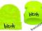 BITCH CZAPKA KRASNAL ŻÓŁTA FLUO NEON BEANIE NAPISY