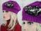 CLAIRE'S PURPUROWY BERET Z DZIANINY Z APLIKACJĄ