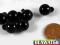 Guziki jak perełki, okrągłe, czarne, 7 mm