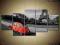 Obraz TRYPTYK 150x70cm Czerwone auto przy Wieży