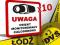 NAKLEJKI OSTRZEGAWCZE UWAGA MONITORING KPL 10szt.