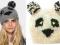 #001 CZAPKA damska PANDA ZIMOWA CZAPKI POMPON MIŚ