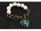 Bransoletka serce paw charms zawieszki ecru retro