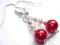 perłowe kolczyki perełki perły szklane czerwone