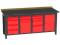 stół warsztatowy z szafkami i szufladami, kolory