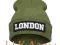Czapka krasnal beanie naszywka LONDON oliwkowa