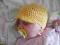 Czapka niemowlę żółta rękodzieło rozmiar 40-42
