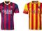 FC BARCELONA 13/14 HOME AWAY + GRATIS! ROZ S