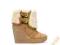 ZARA WOMAN WEDGES KOTURNY CAMEL Z FUTREM 38