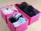 RÓŻOWY 3 SZT ORGANIZER PUDEŁKO NA MAJTKI SKARPETKI