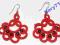 kolczyki FRYWOLITKA czerwone z koralikami