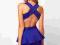 ASOS kobaltowa sukienka z baskinką gołe plecy 38 M