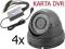 Karta DVR 4 x kamera ZOOM 600TVL Szeroko Kąt 92st