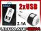 podwójna ładowarka USB 2X 2.1 A Amper do tabletów