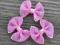 {006653} Kokardka różowa w białe groszki 3szt