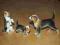Beagle- Trzy porcelanowe pieski