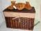 DUŻA SKRZYNIA WIKLINOWA + 4 KOSZYKI - BRĄZOWY MIŚ