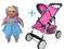 WÓZEK DLA LALEK SPACERÓWKA Z KOSZYCZKIEM + LALKA