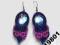 Granatowo różowe kolczyki sutasz bigle srebro