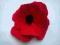 Broszka-kwiat- filc maczek czerwony