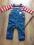 M&amp;CO ZESTAW OGRODNICZKI JEANS + BLUZKA 3-6M 68