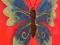 motyl metalowy niebieski 36 cm,