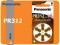 `Panasonic słuchowe PR312 Brązowe blister 6 szt