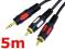 Kabel przewód JACK 3,5 - 2x RCA chinch GOLD 5m