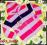 Kolorowy sweter paski116-122(6-7L)kolor.róż