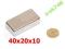 MAGNES NEODYMOWY PŁYTKOWY 40x20x10 NdFeB