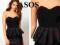 ASOS gorset czarny baskinka kryształki cekiny 38 M