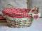 *dekomotyw* Koszyk wiklina czerwona kratka wz.4