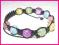 Bransoletka styl shamballa kwarc kolorowy