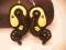 Kolczyki sutasz czarno żółte, biżuteria, prezent