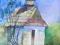 Akwarela 23 x 16cm pejzaż kapliczka S.Salamon